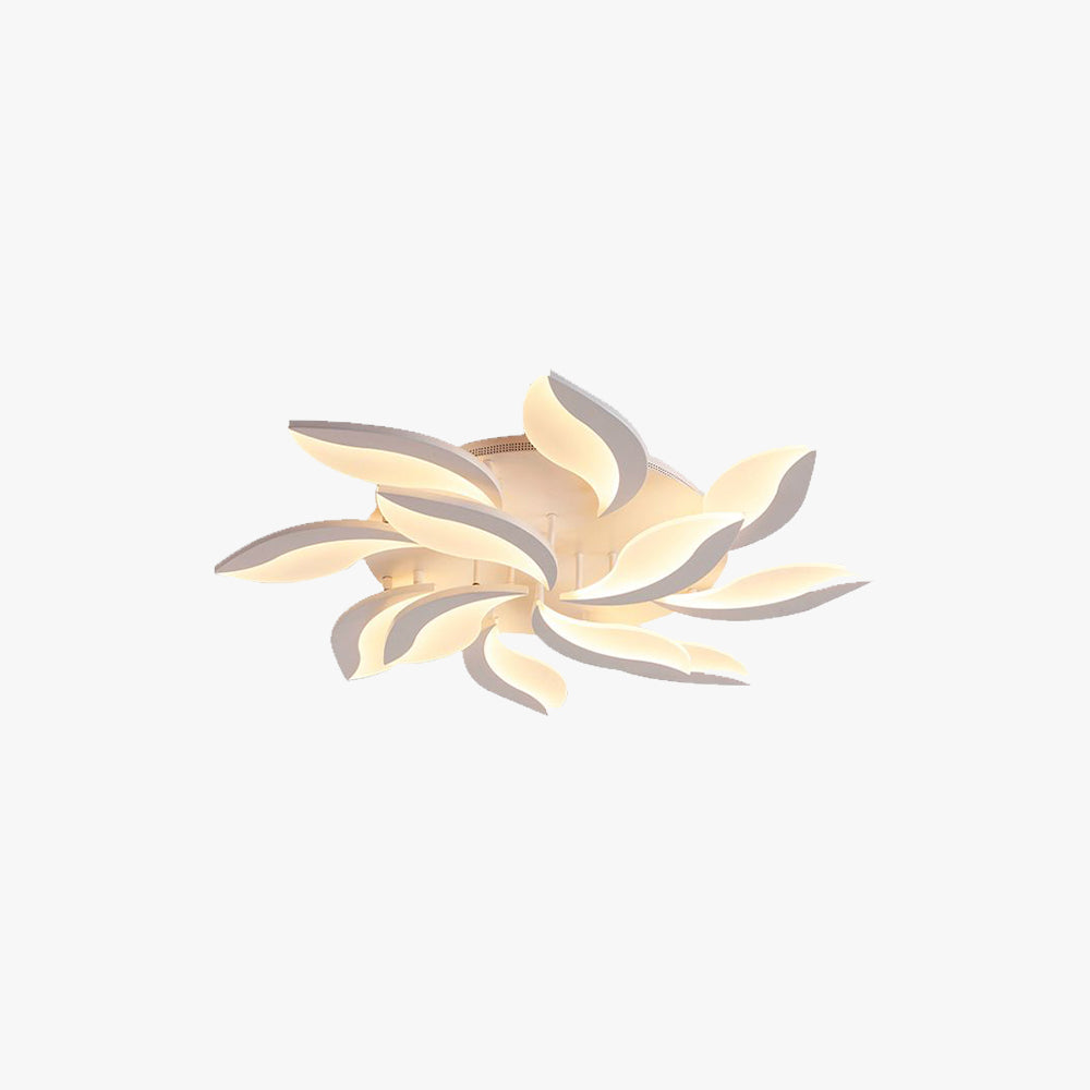 Arisha Minimalist Art Deco Flower Flush Mount Ceiling Light, White, Living Room