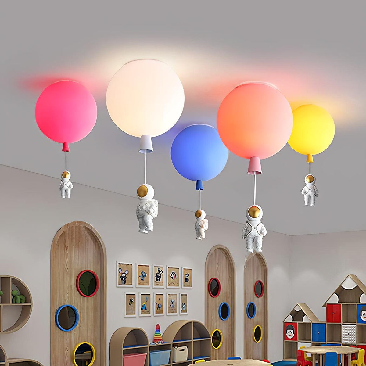 Noraria einstakur glansandi loftlampi í blöðruformi