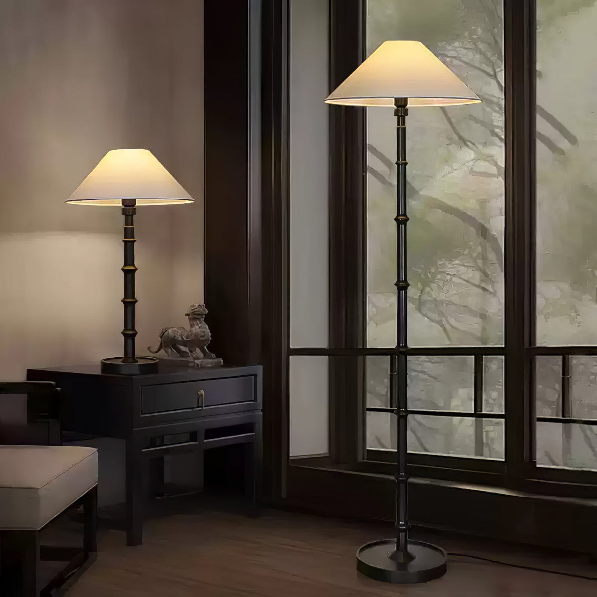 Zen golvlampa med bambuknut
