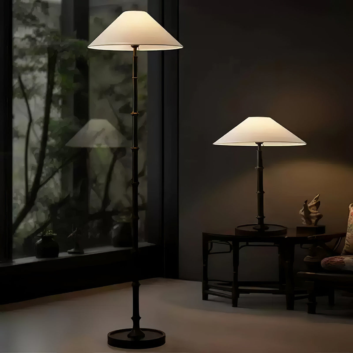 Zen golvlampa med bambuknut