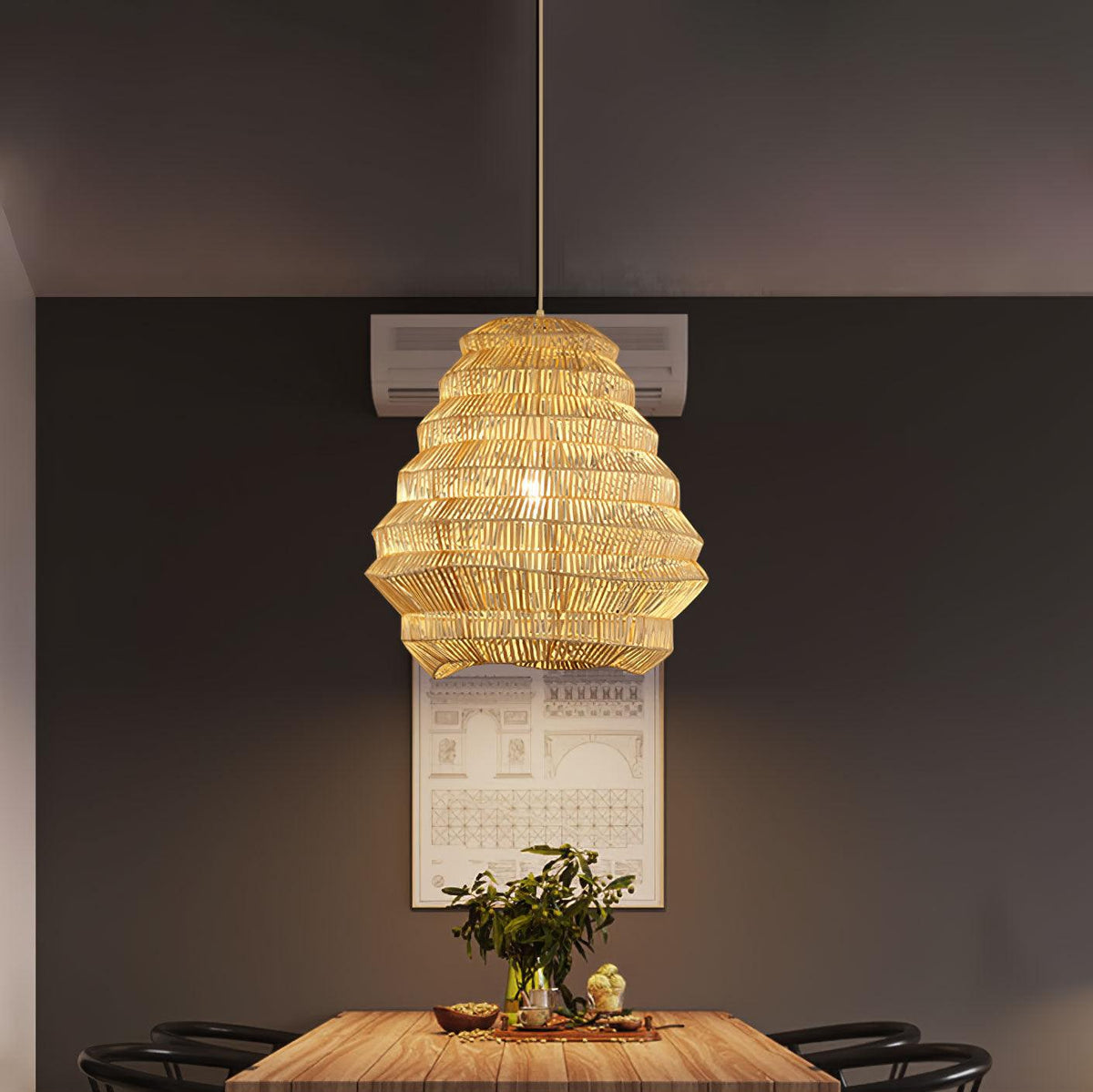 Strata moderne pendellampe i bambus