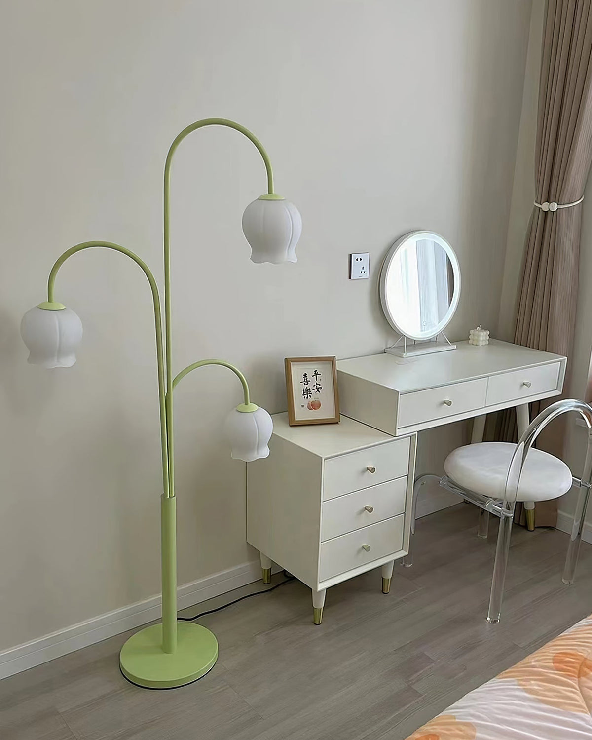 Lilic orkidé-golvlampa