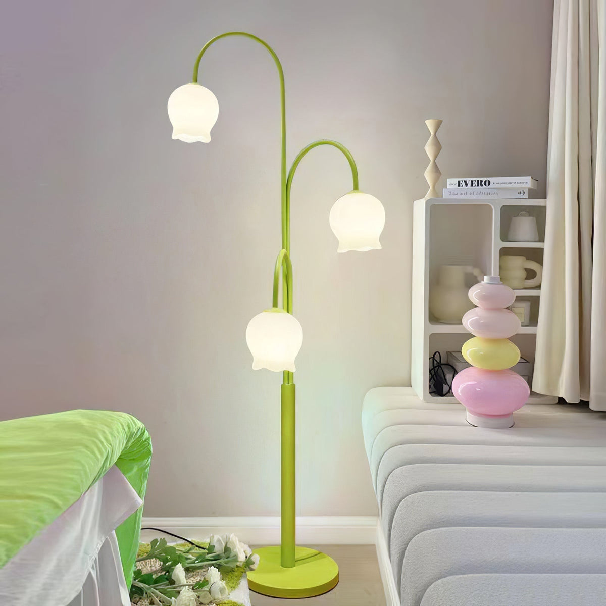 Lilic orkidé-golvlampa