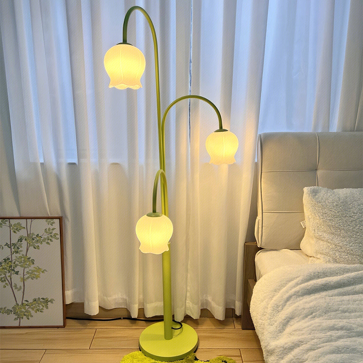Lilic orkidé-golvlampa