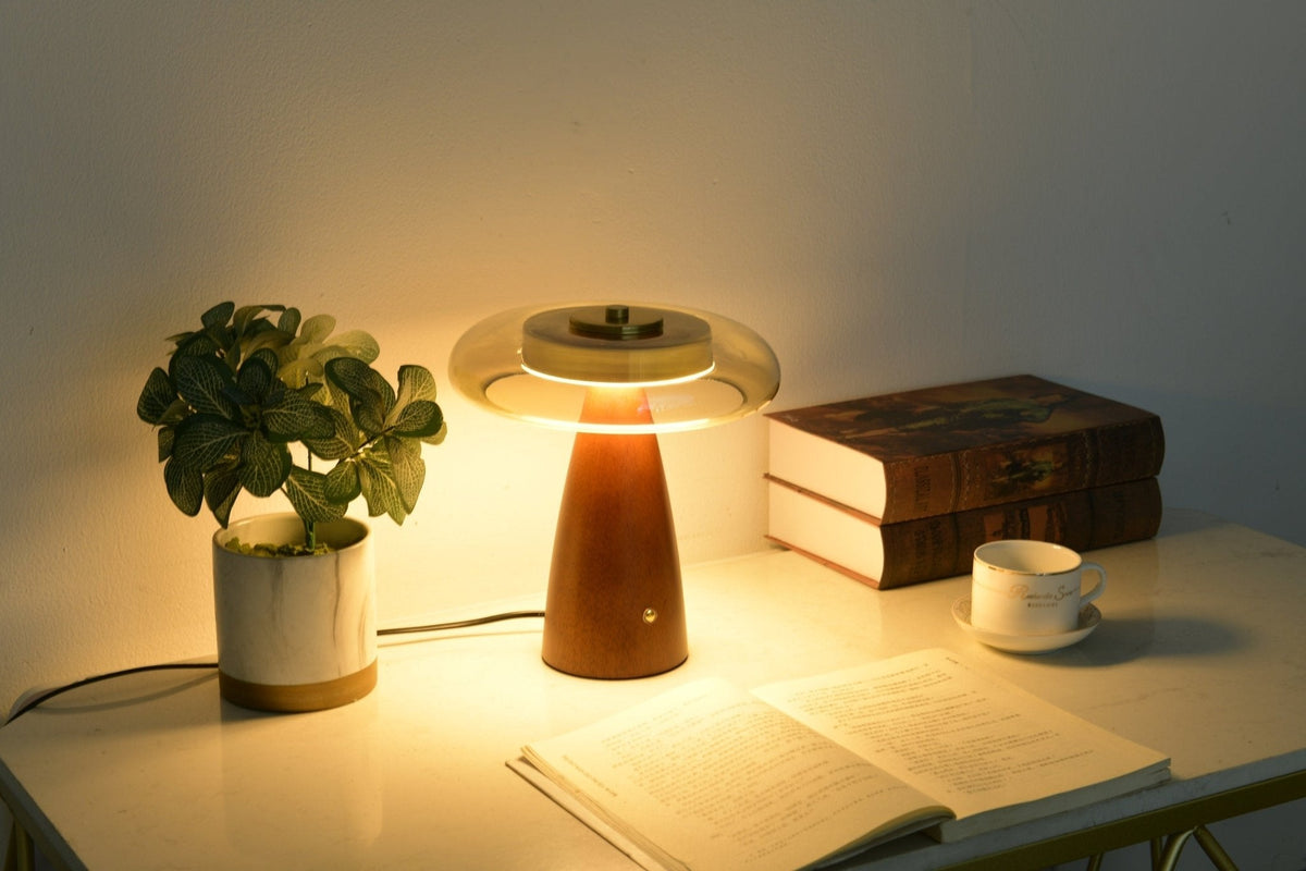 Mushroom retrobordslampa i glas