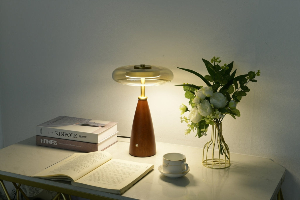 Mushroom retrobordslampa i glas