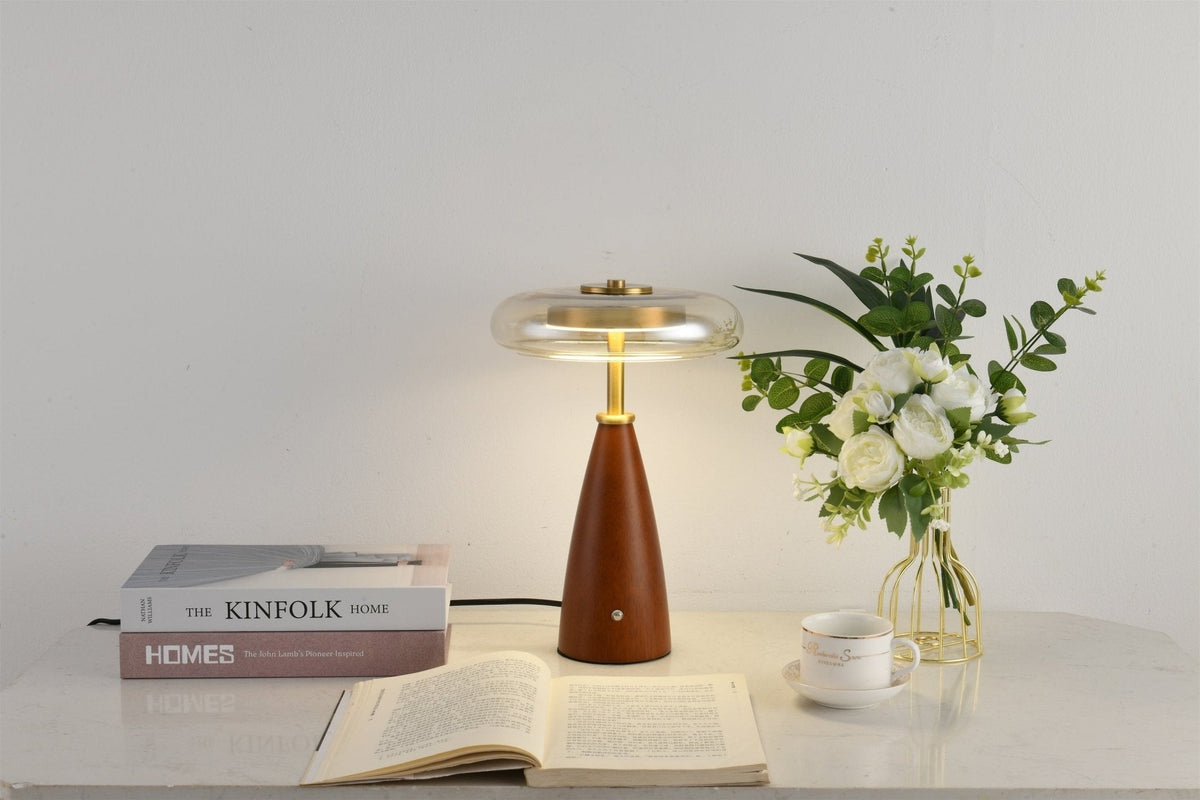 Mushroom retrobordslampa i glas