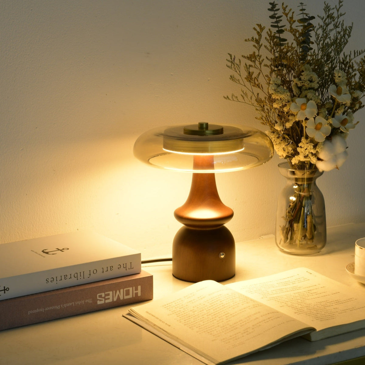Mushroom retrobordslampa i glas