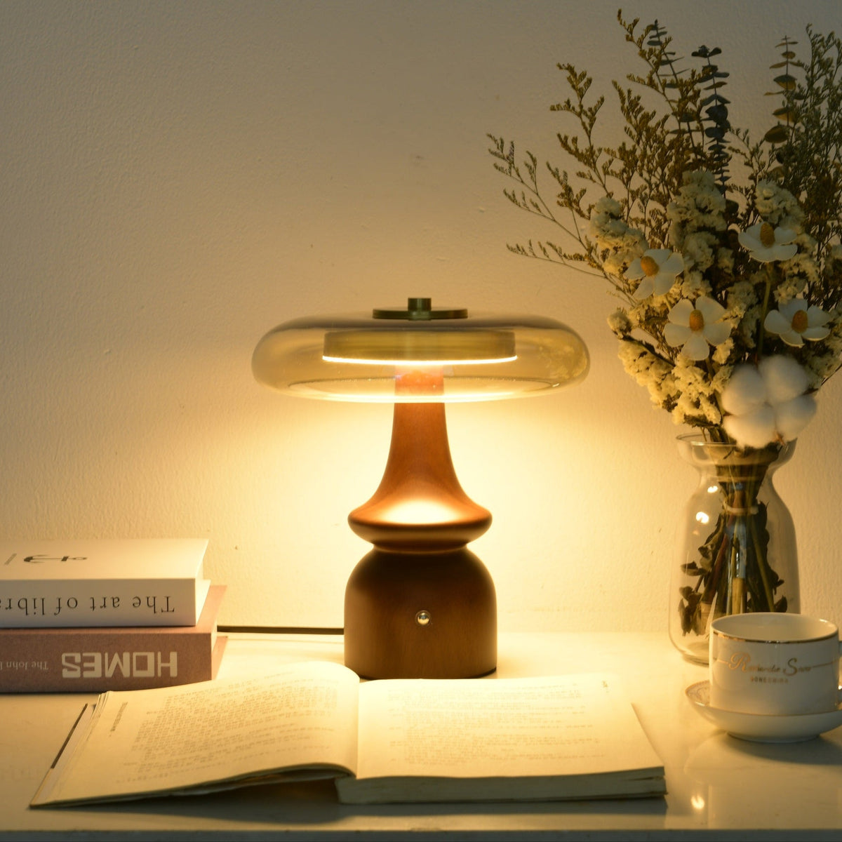 Mushroom retrobordslampa i glas