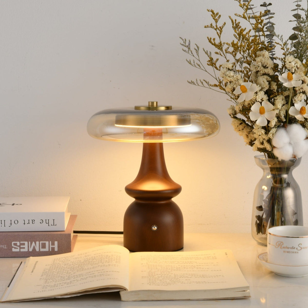 Mushroom retrobordslampa i glas