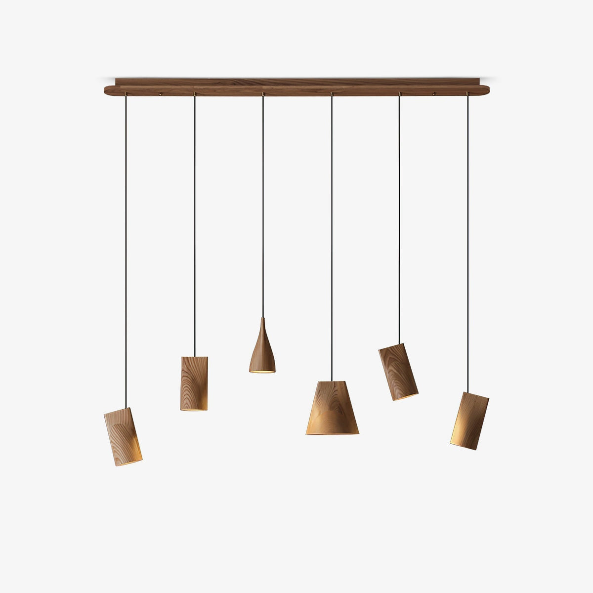 Lustre suspenso assimétrico em madeira Ivarara