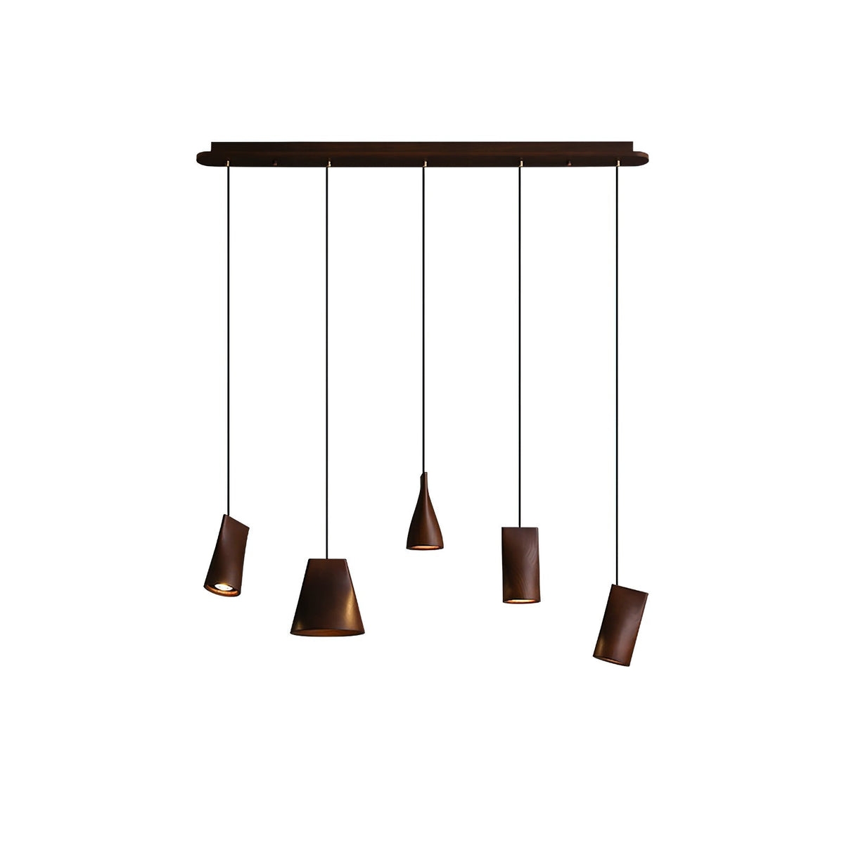 Lustre suspenso assimétrico em madeira Ivarara
