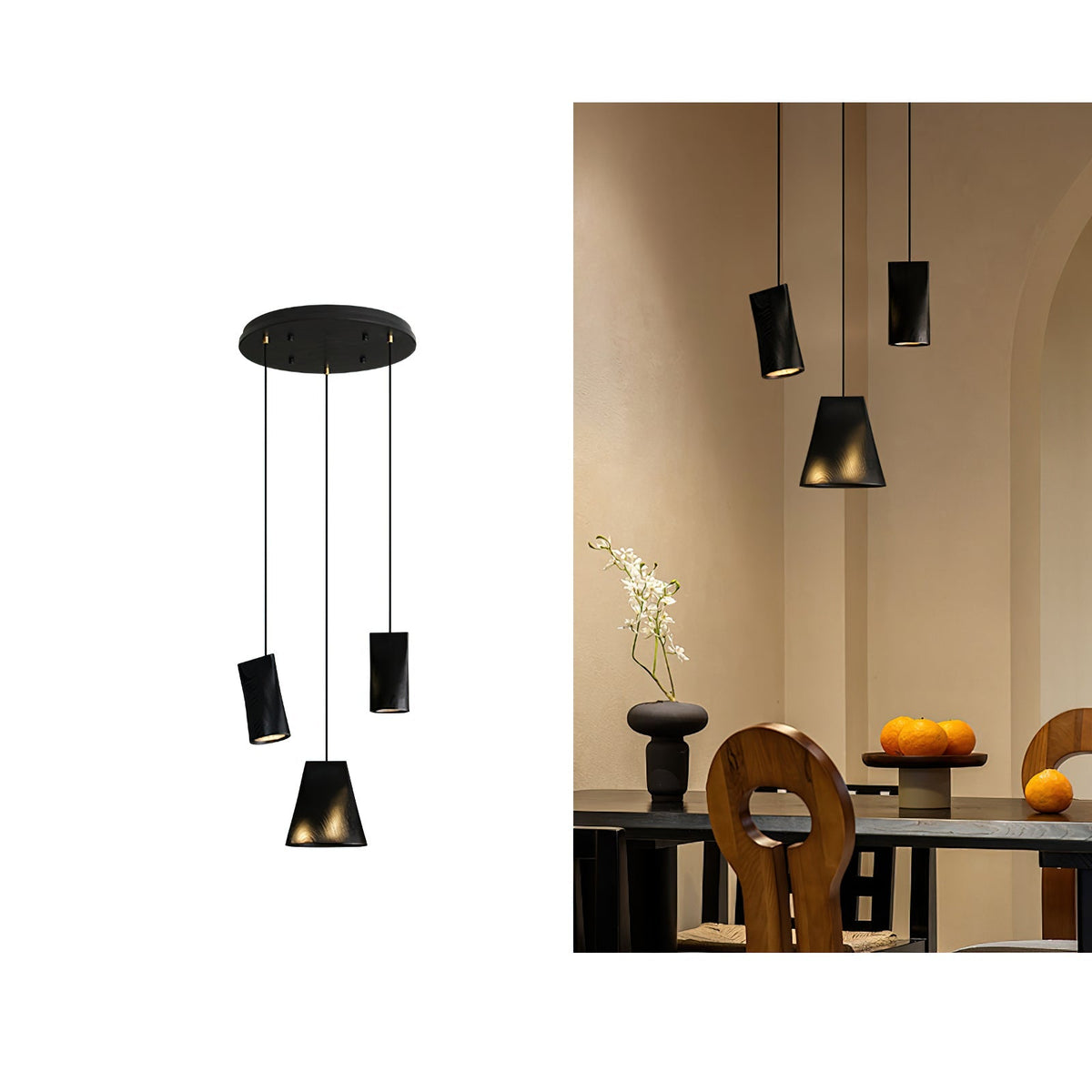 Lustre suspenso assimétrico em madeira Ivarara