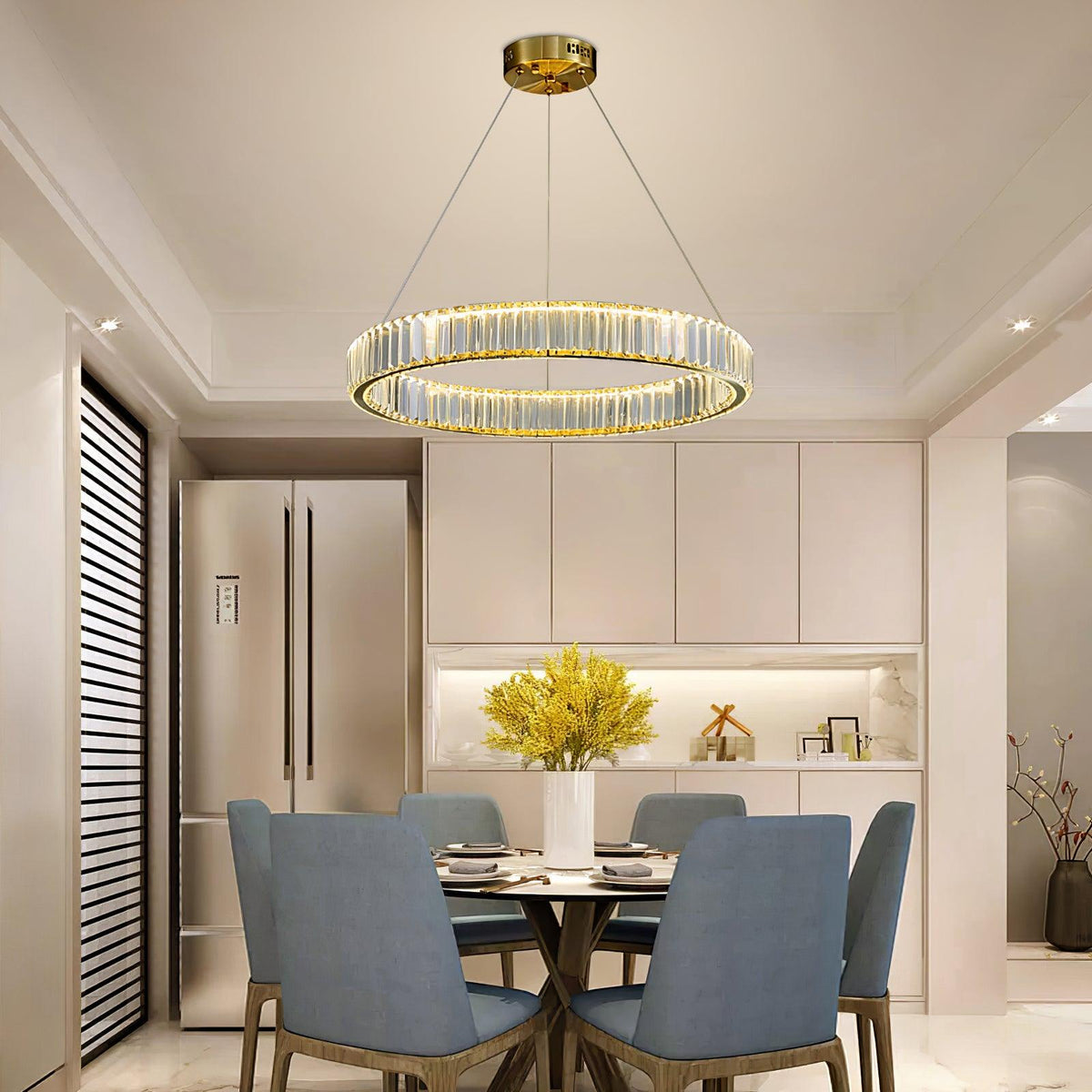 Candelabro de anel de cristal dourado Cyrirelle