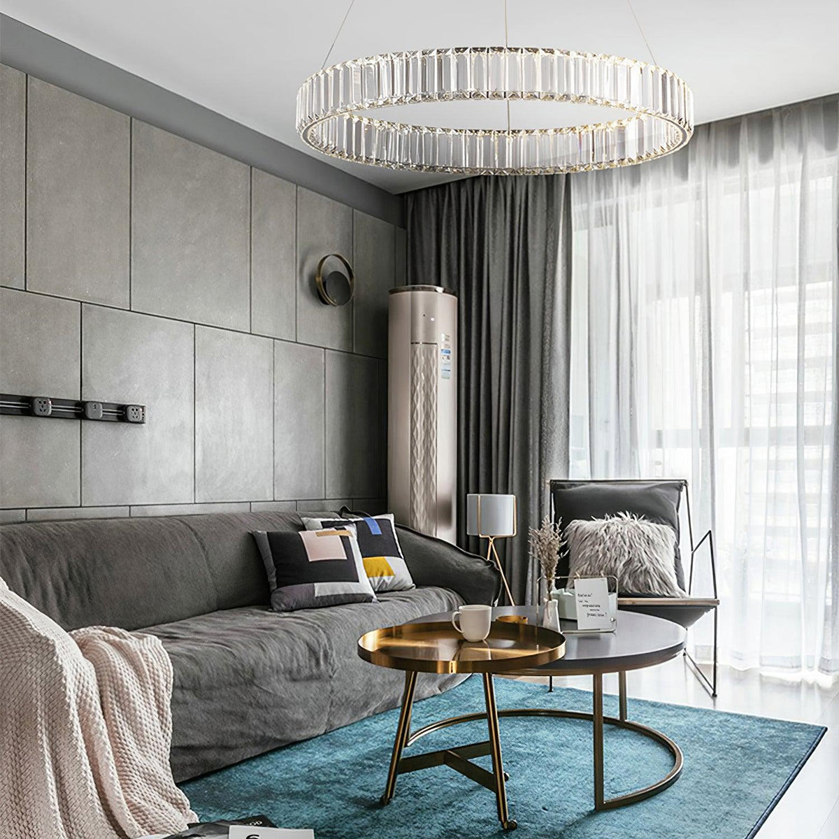 Candelabro de anel de cristal dourado Cyrirelle