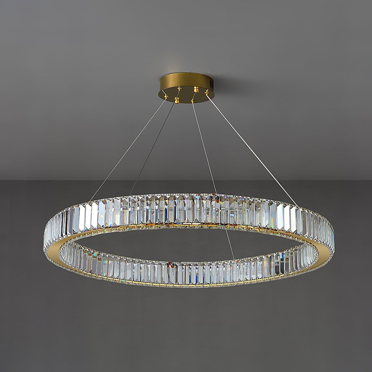 Candelabro de anel de cristal dourado Cyrirelle
