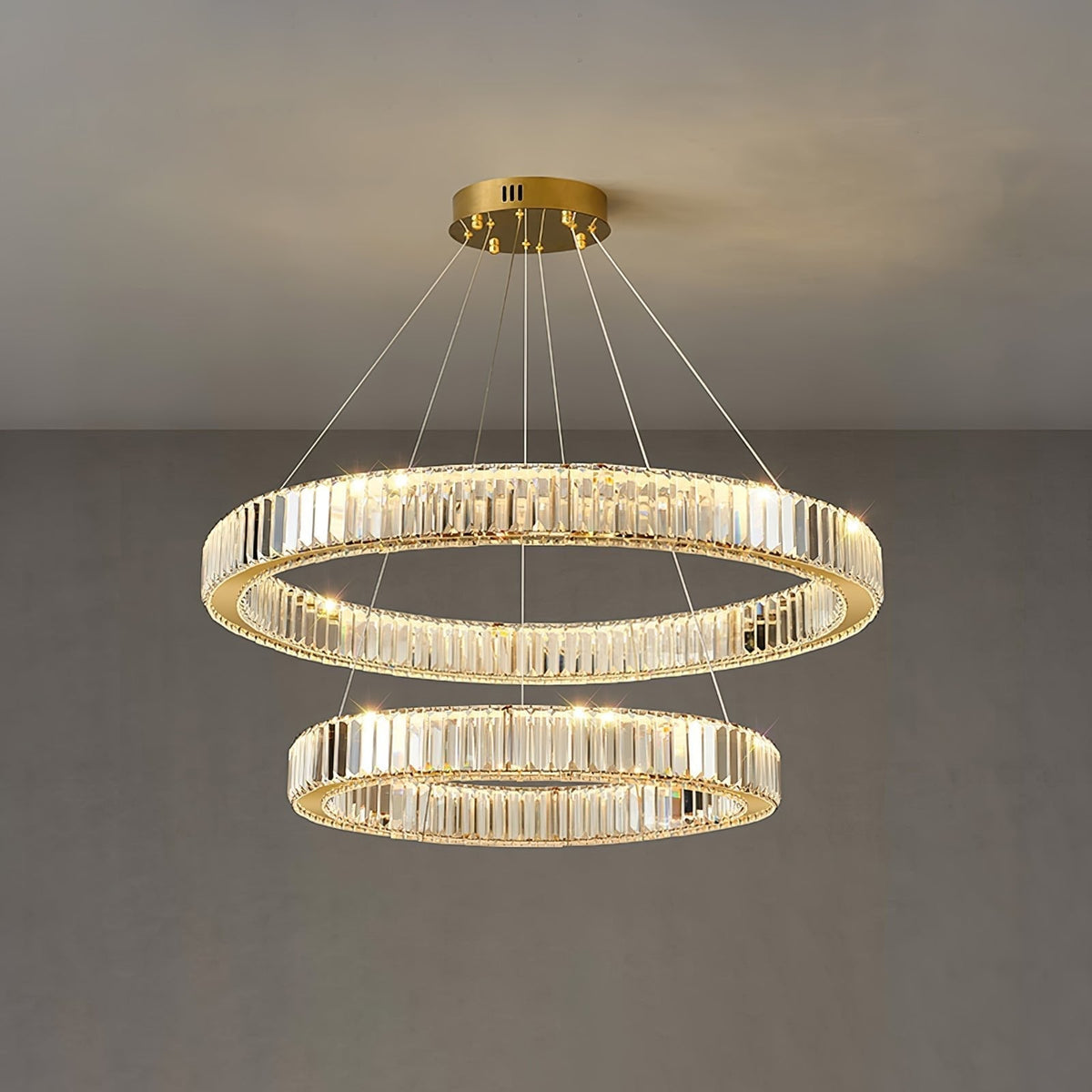 Candelabro de anel de cristal dourado Cyrirelle