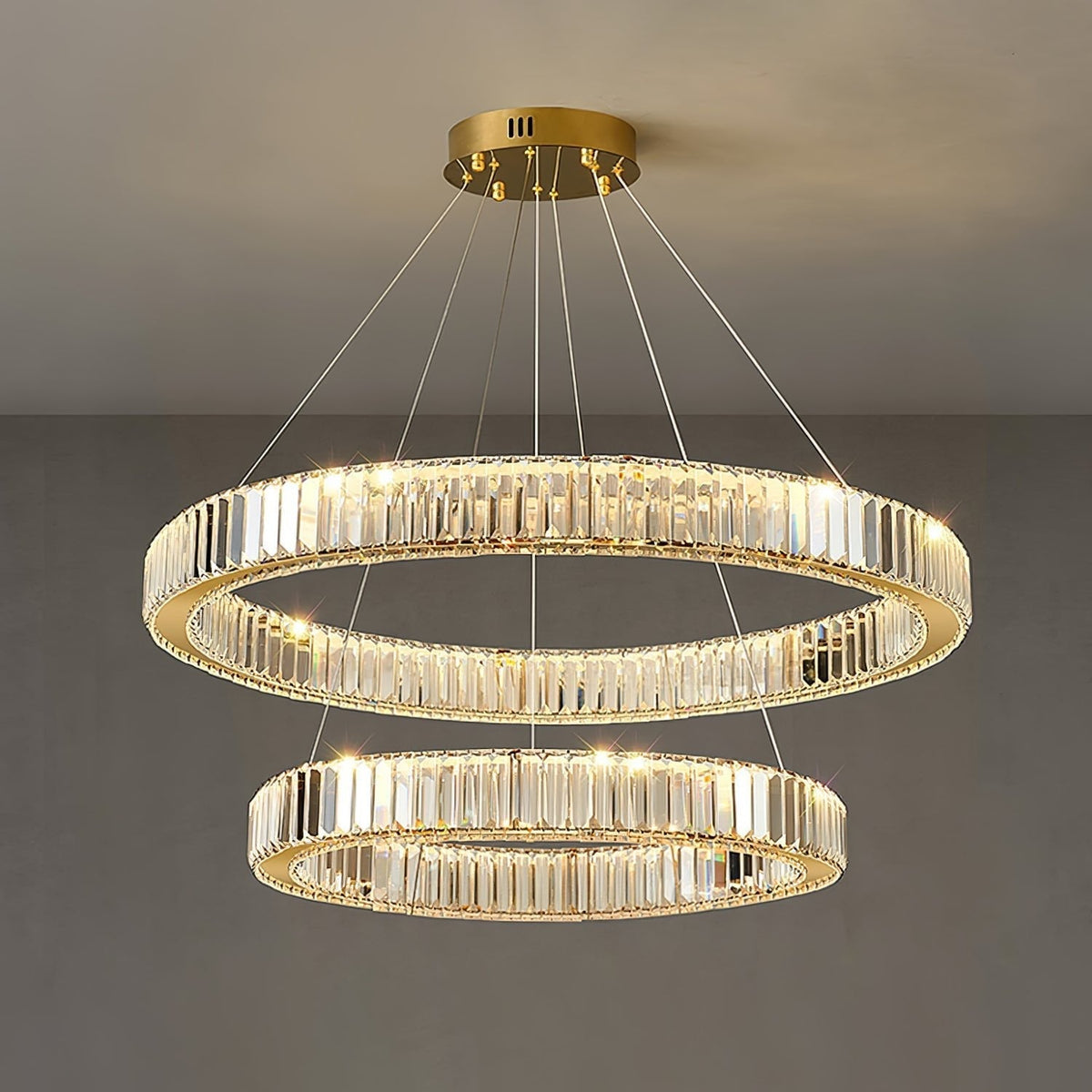Candelabro de anel de cristal dourado Cyrirelle