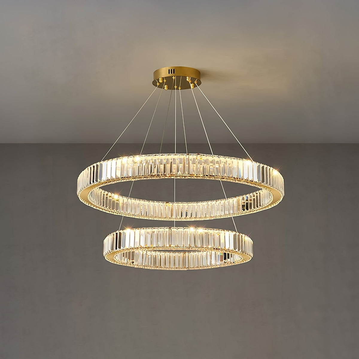 Candelabro de anel de cristal dourado Cyrirelle