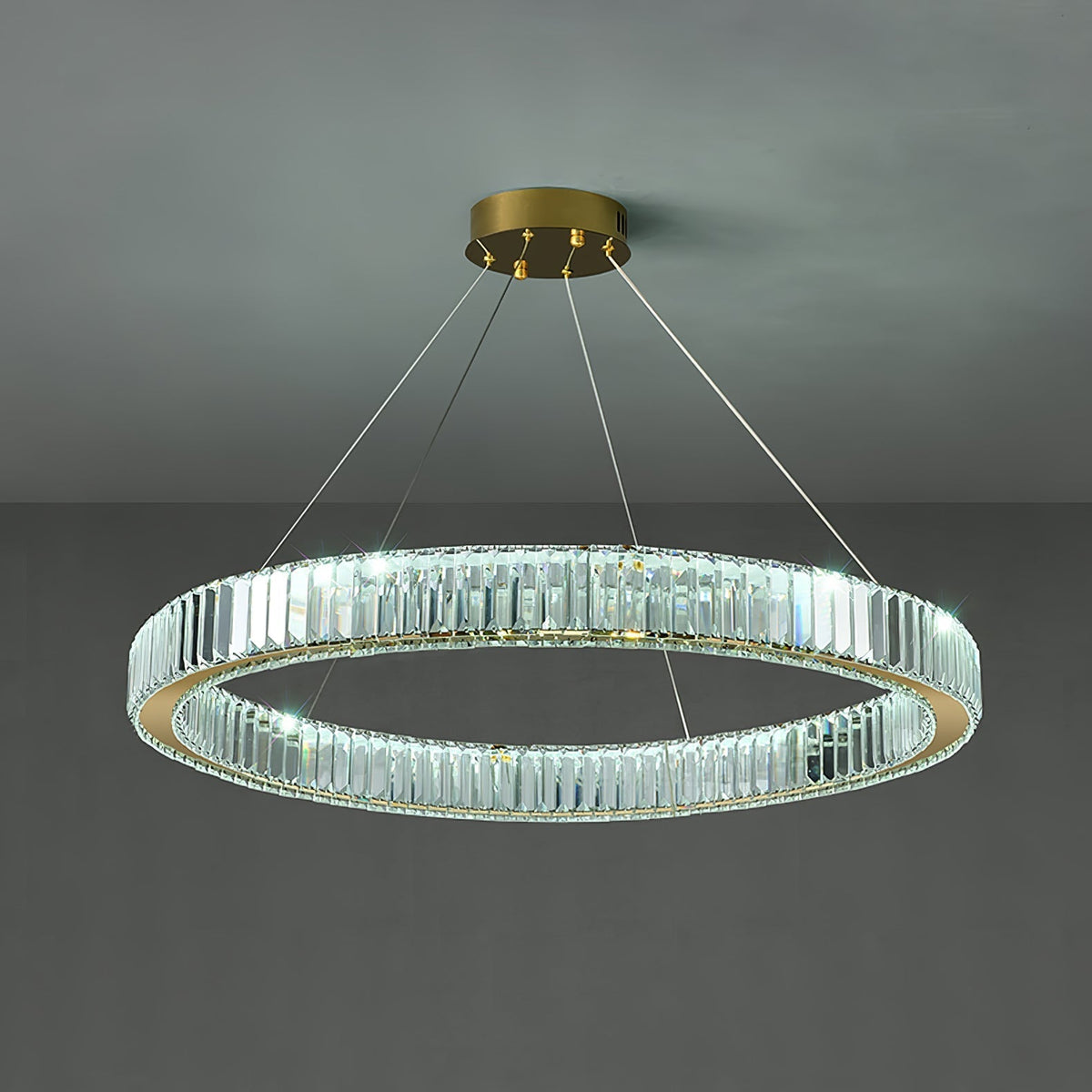 Candelabro de anel de cristal dourado Cyrirelle