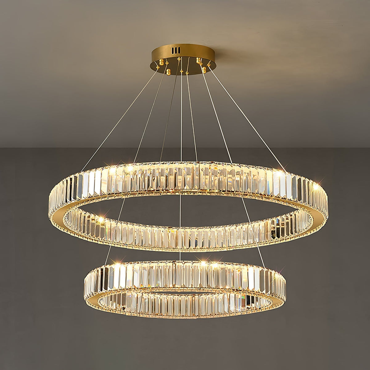 Candelabro de anel de cristal dourado Cyrirelle