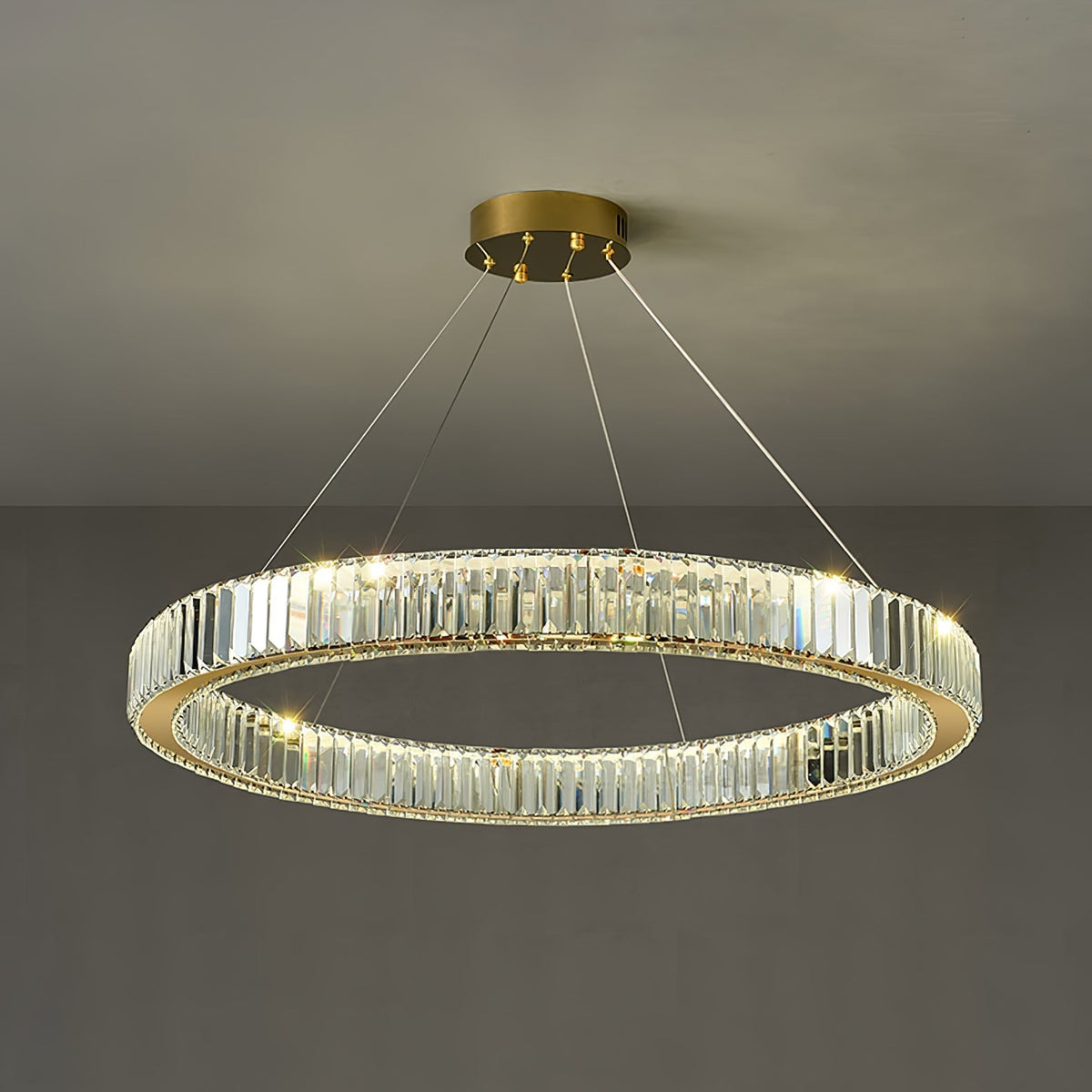 Candelabro de anel de cristal dourado Cyrirelle