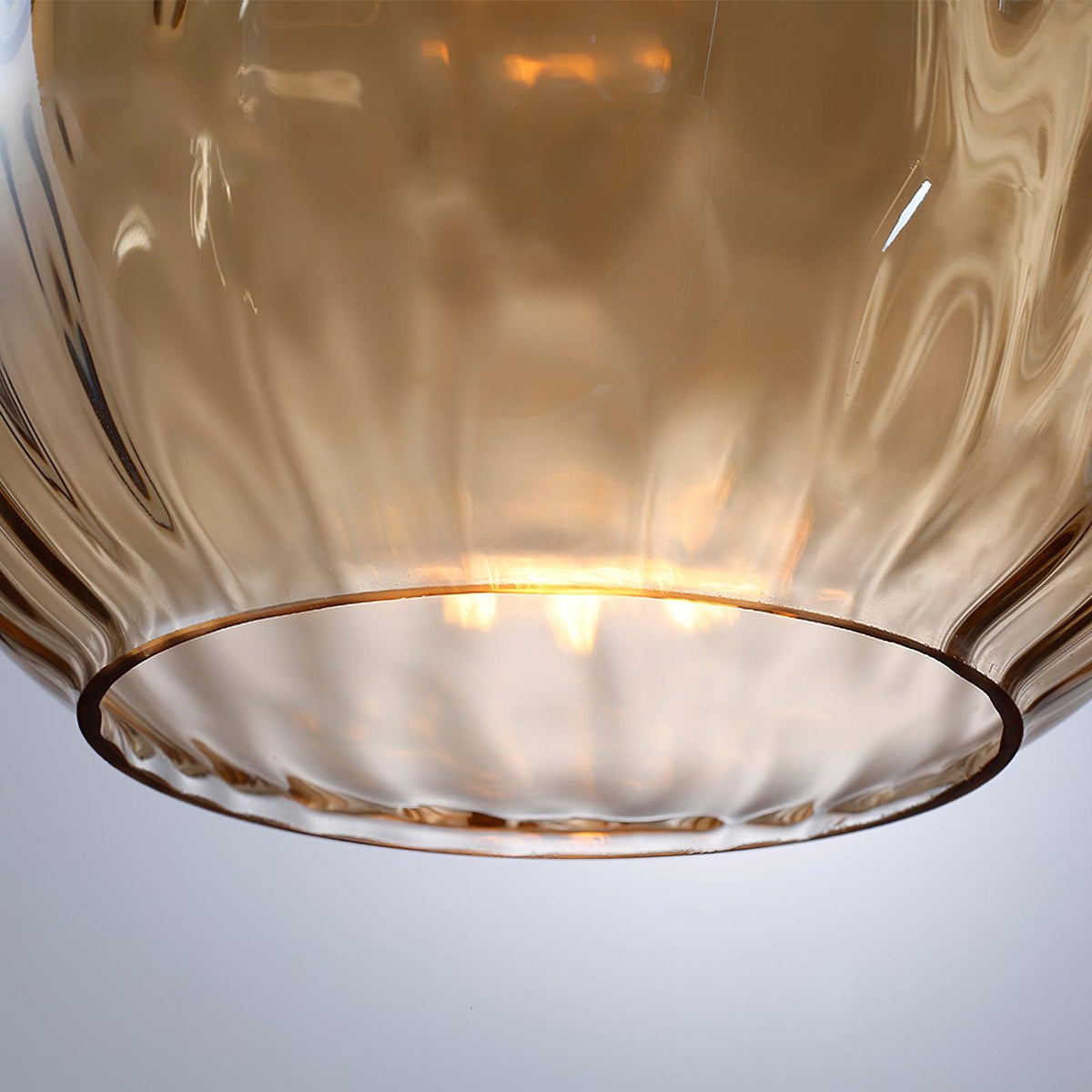 Rinisena pendellampe i klart glas og træ, nordisk og moderne