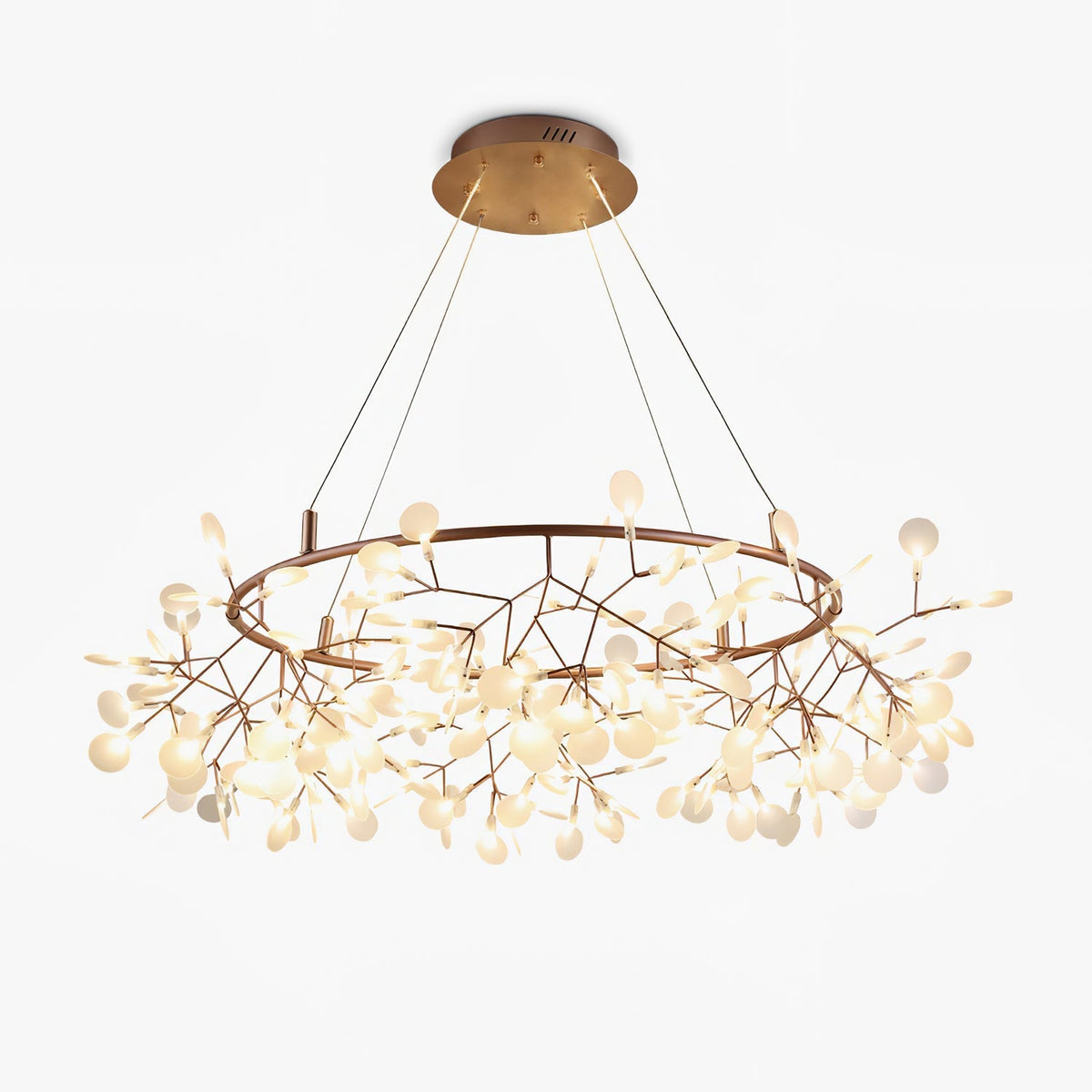 Lustre Dore com ramo de LED em forma de pirilampo
