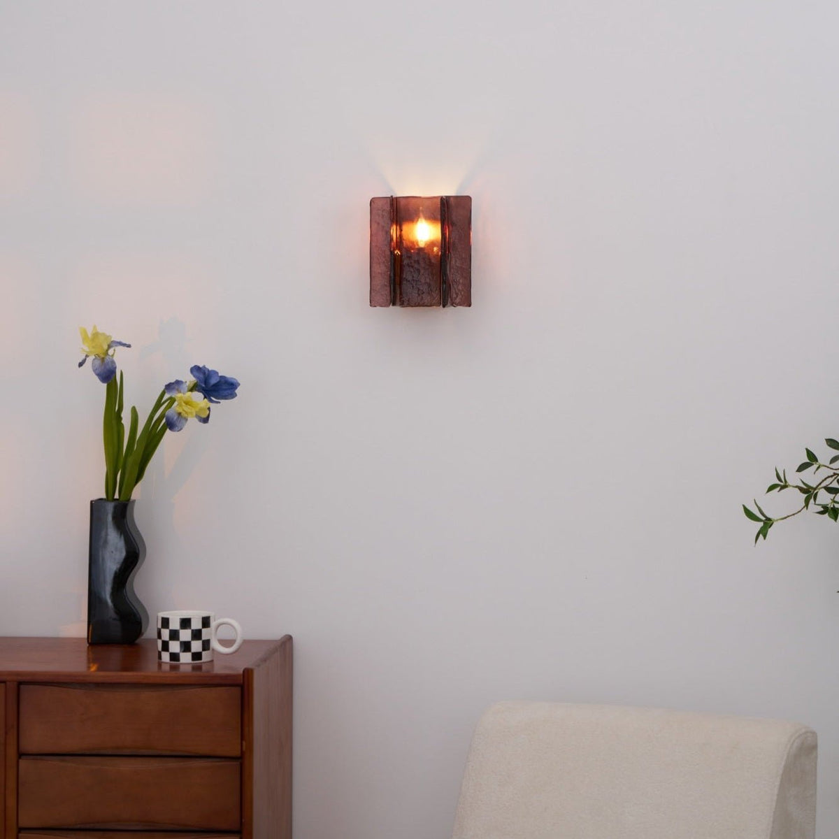 Celuaine Wall Light Brass Glass Clear