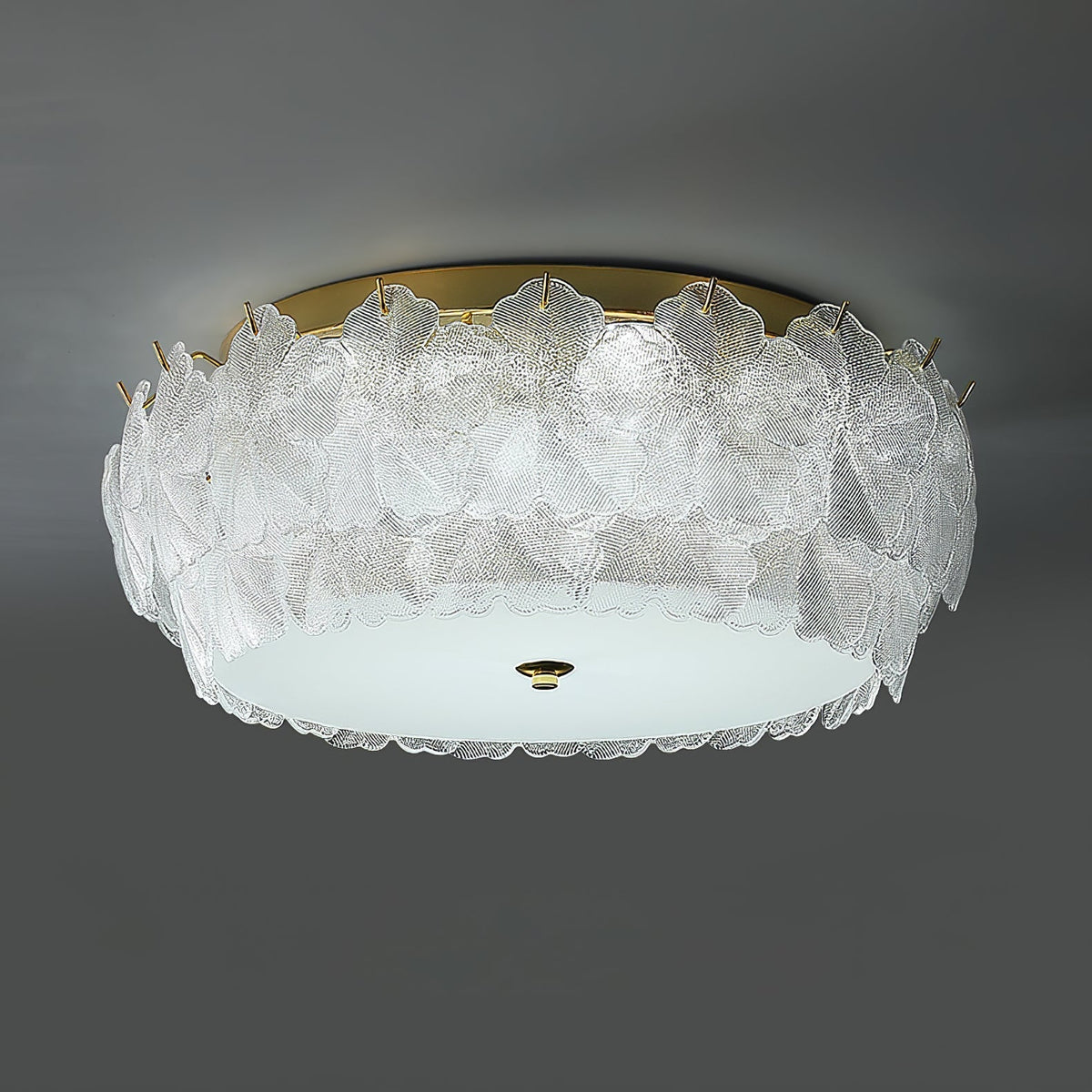 Otharis loftslampe i glas med blomsterklynge