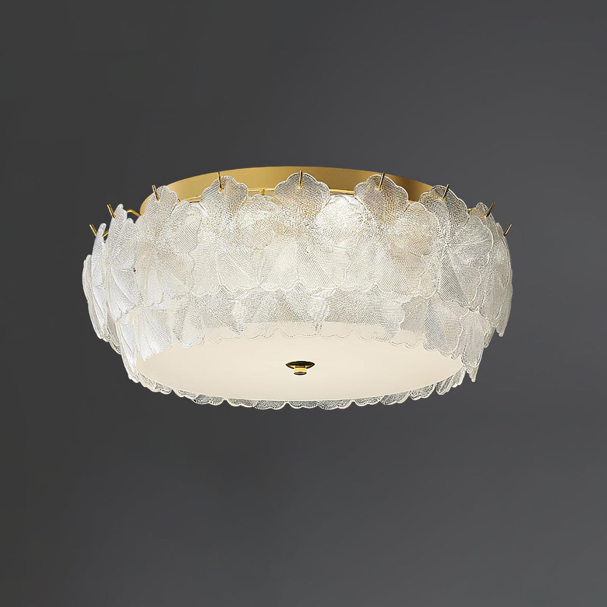Otharis loftslampe i glas med blomsterklynge