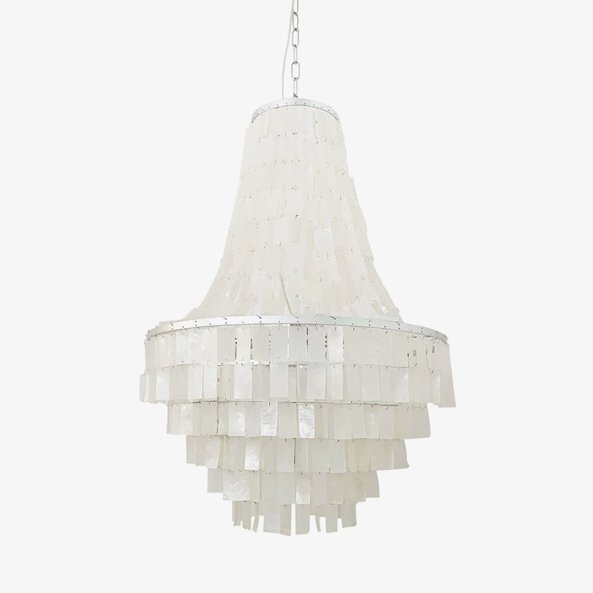 Candeeiro de teto Naciira boho em conchas, escalonado