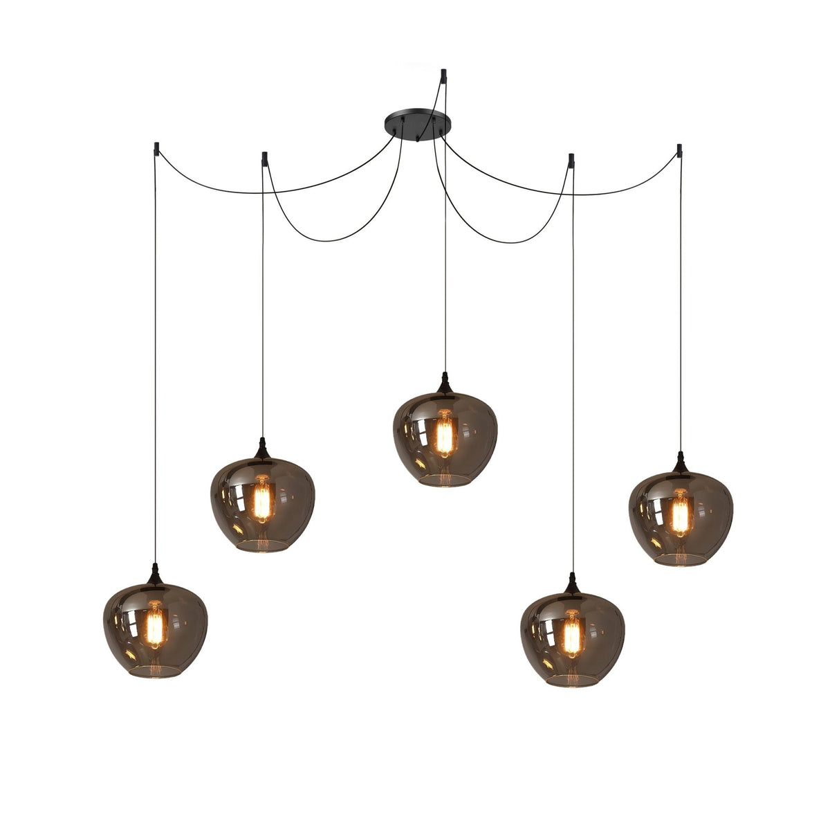June minimalistisk flaskformad pendellampa i rökgrått glas