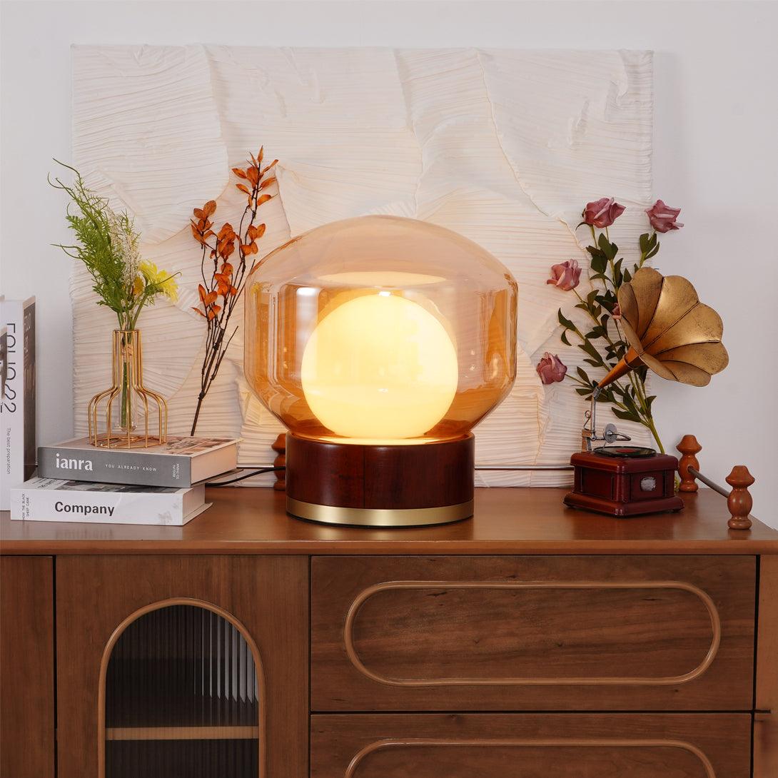 Candeeiro de mesa artístico Brinox em madeira