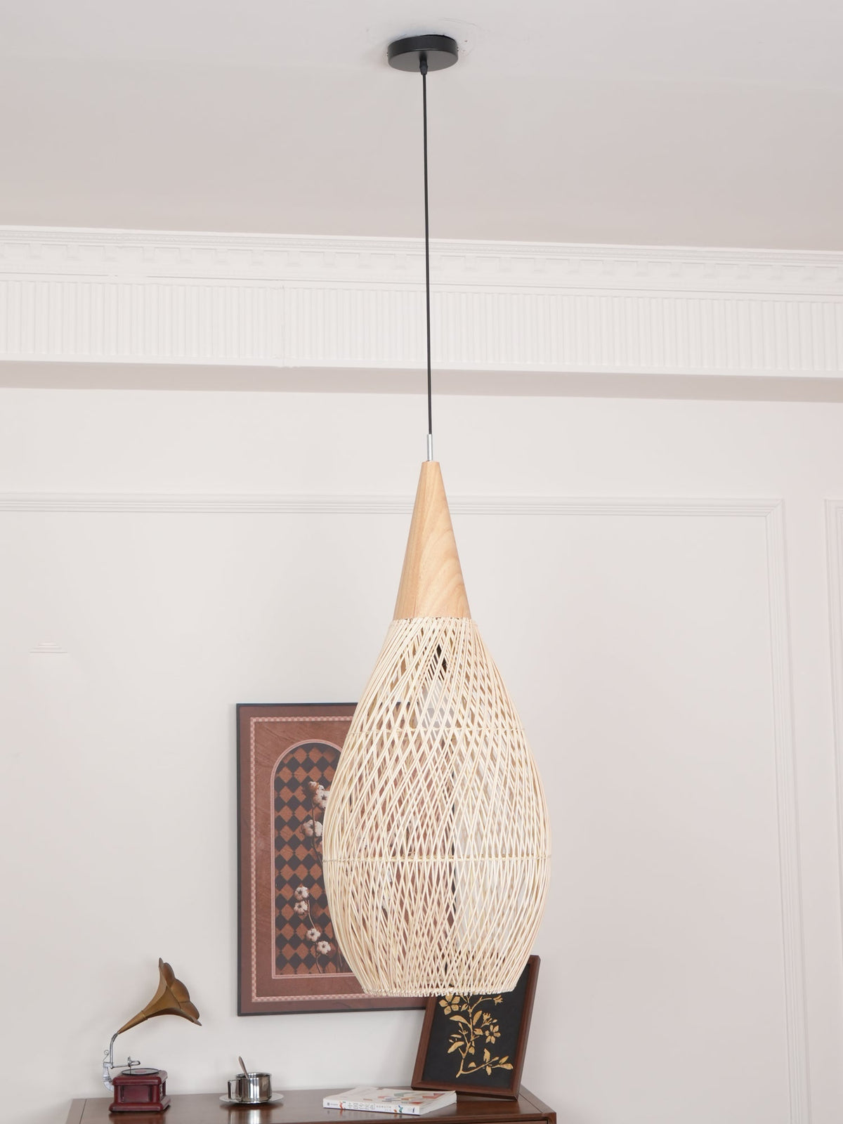 Pendellampe med flettet rattan
