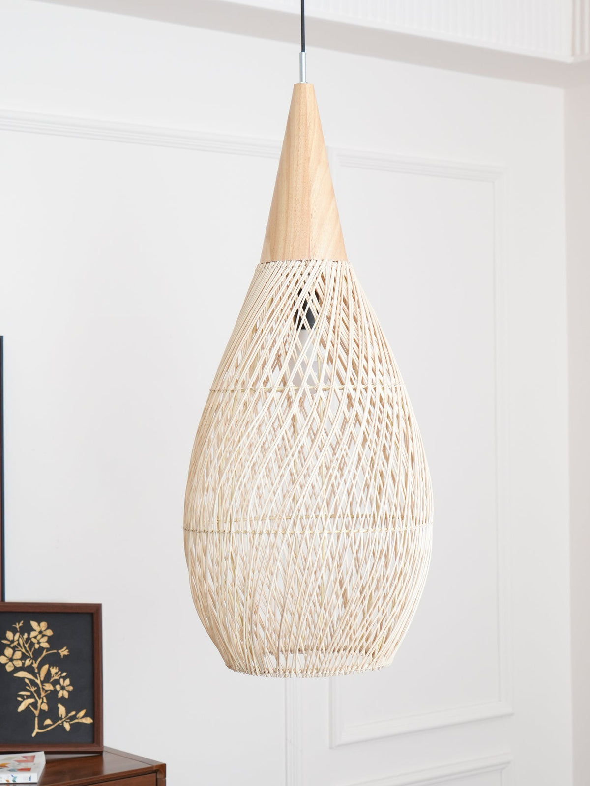 Pendellampe med flettet rattan