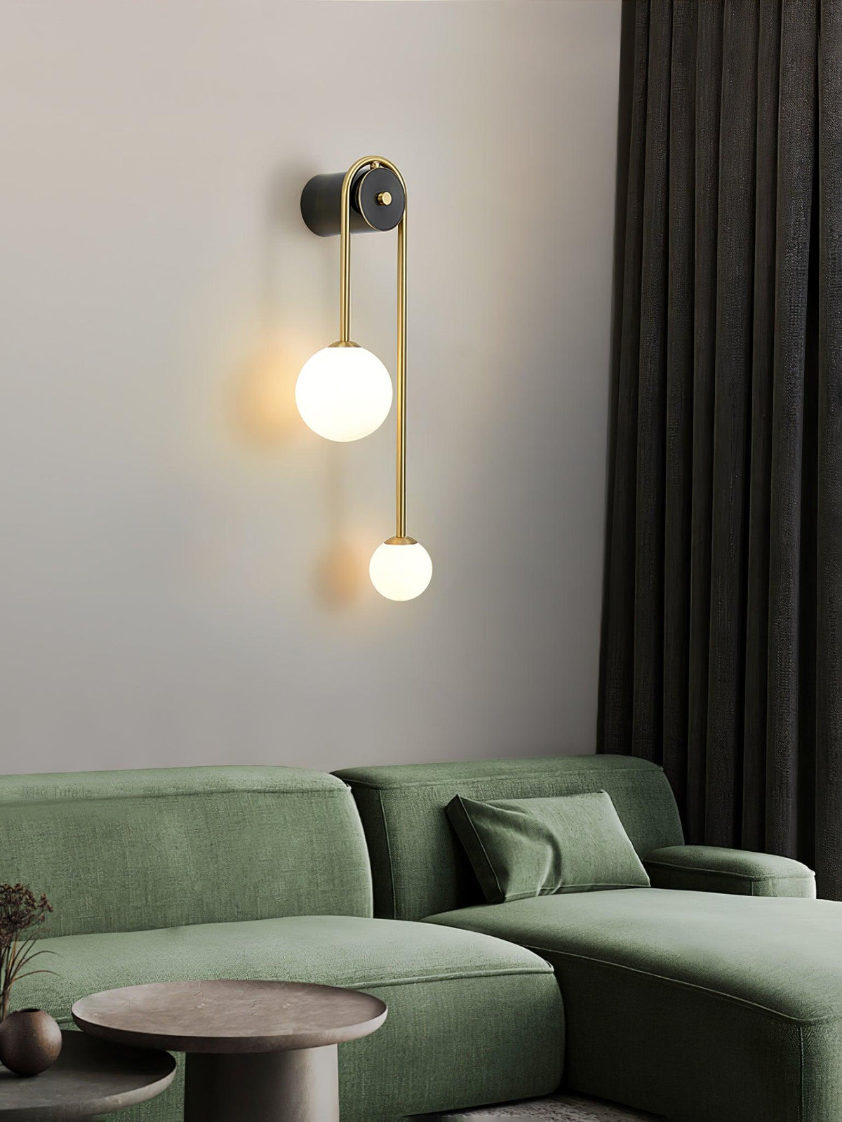 Teveny moderne minimalistisk buet væglampe i messing og glas