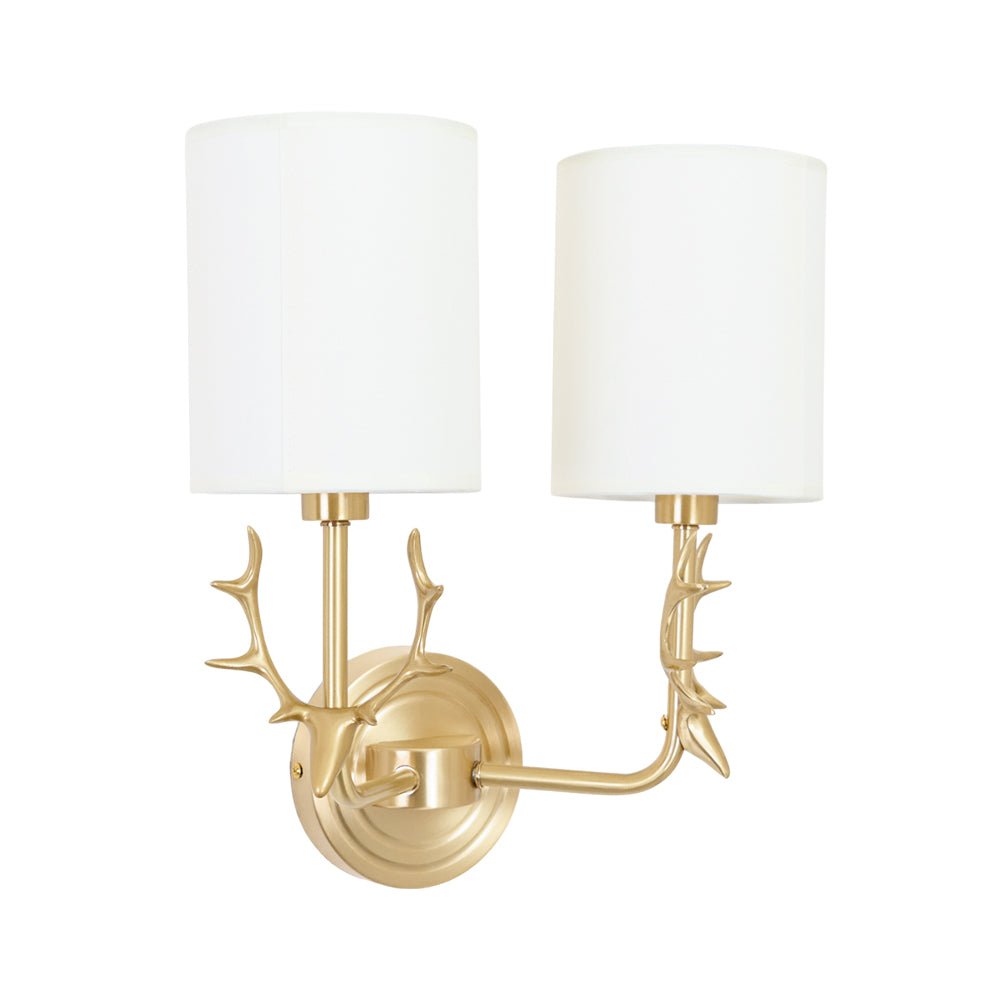 Auriviella elegant vägglampa i mässing med hjorthuvud