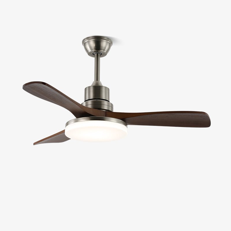 Rininena modern takfläkt med lampa och träblad