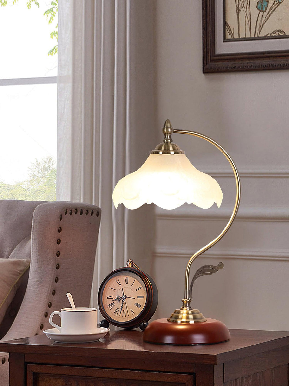 Velivise retro bordslampa i form av en blomma