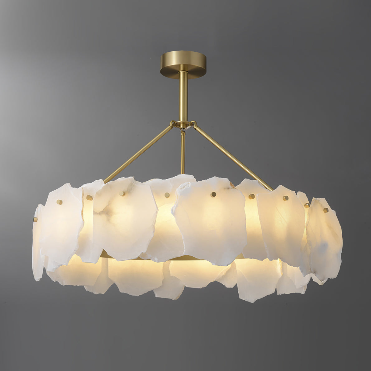 Telen-alabasterlysekrone Lagdelt halo