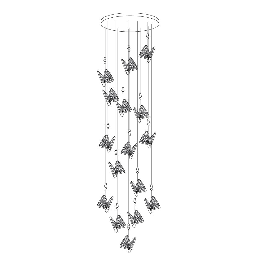 Luz pendente moderna Elaaneria em forma de borboleta