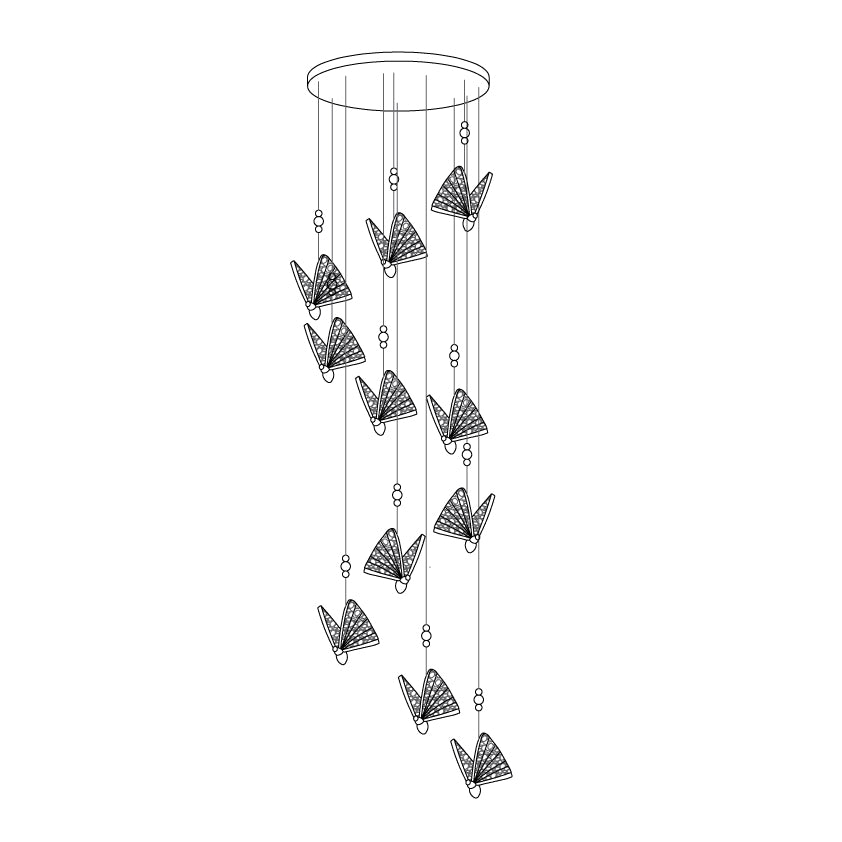 Luz pendente moderna Elaaneria em forma de borboleta