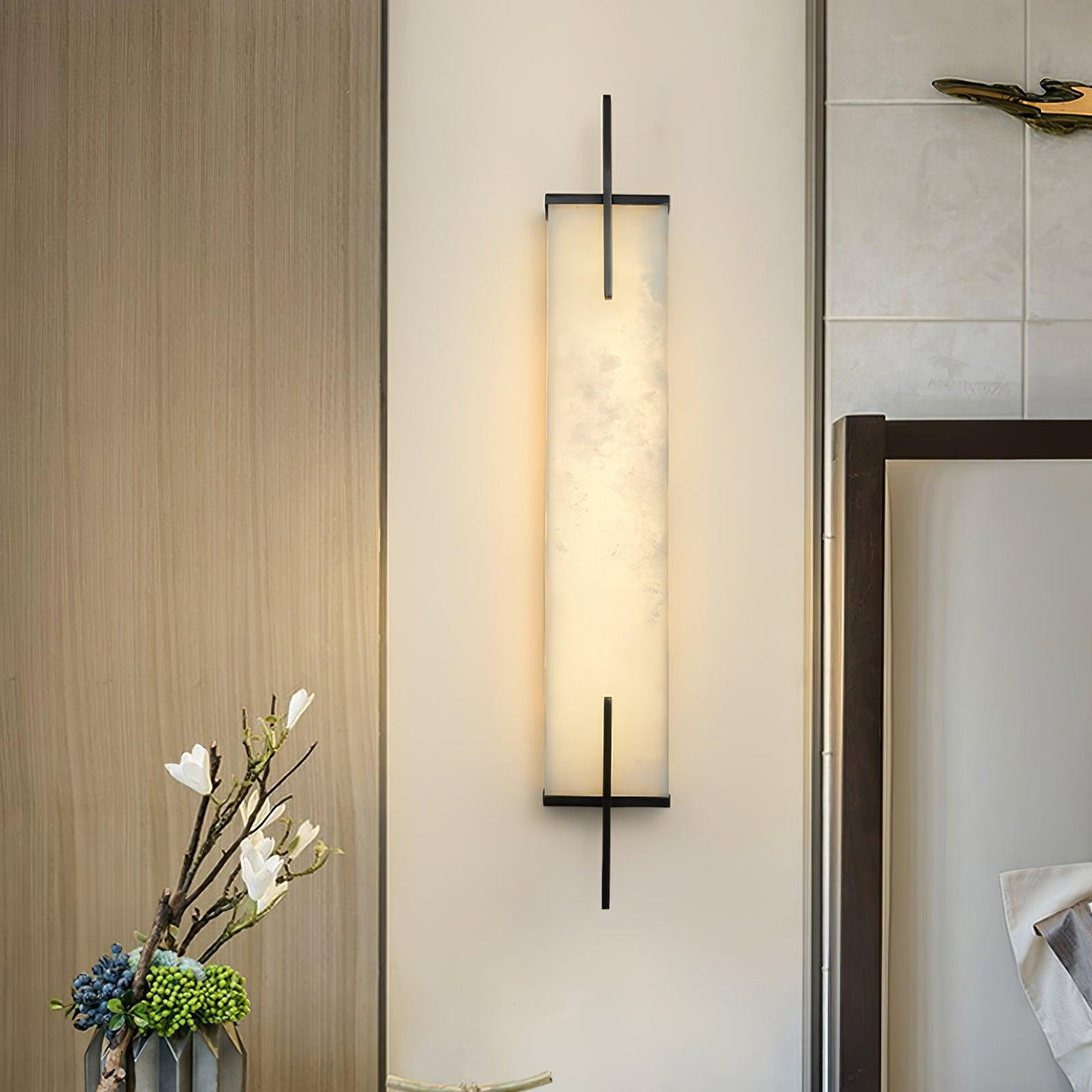 Komino rektangulær alabast-væglampe