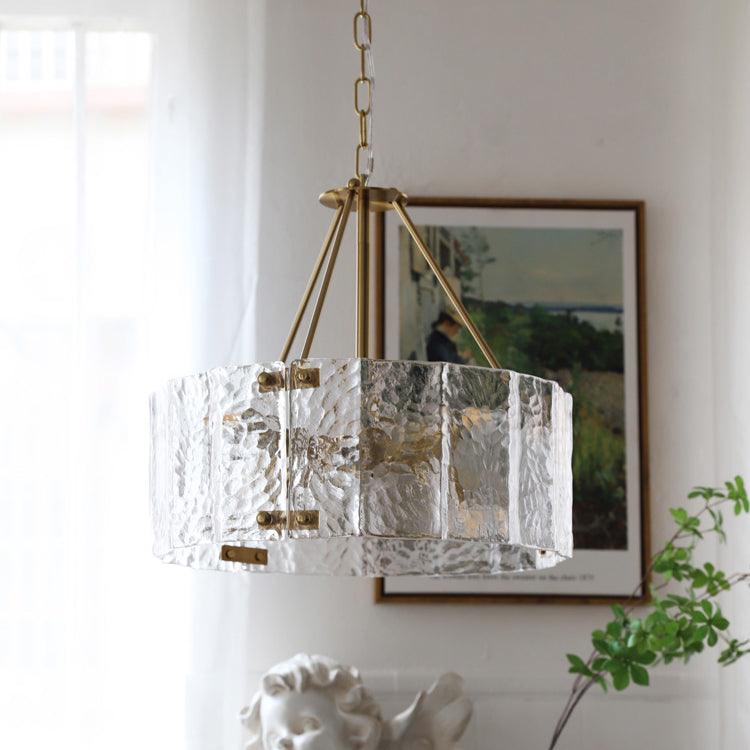 Eirorian Calvert-loftslampe i klart tekstureret glas