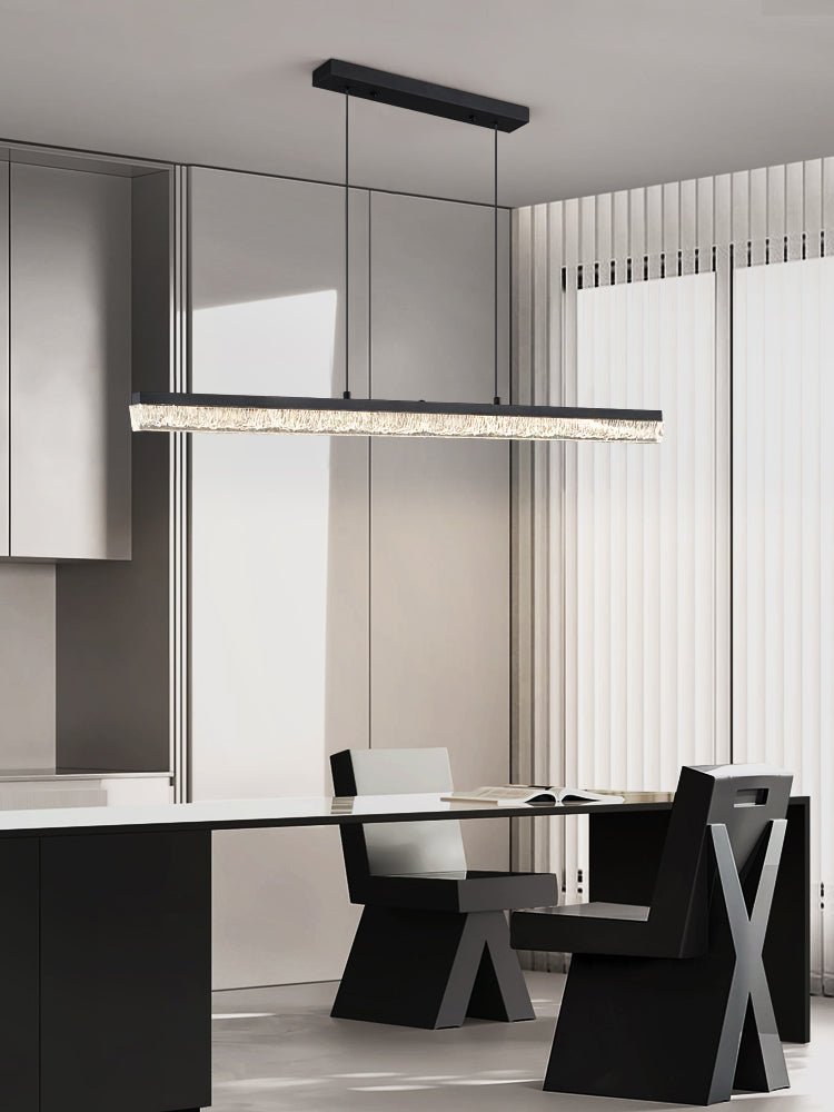 Luz pendente Veluielle preta em acrílico linear