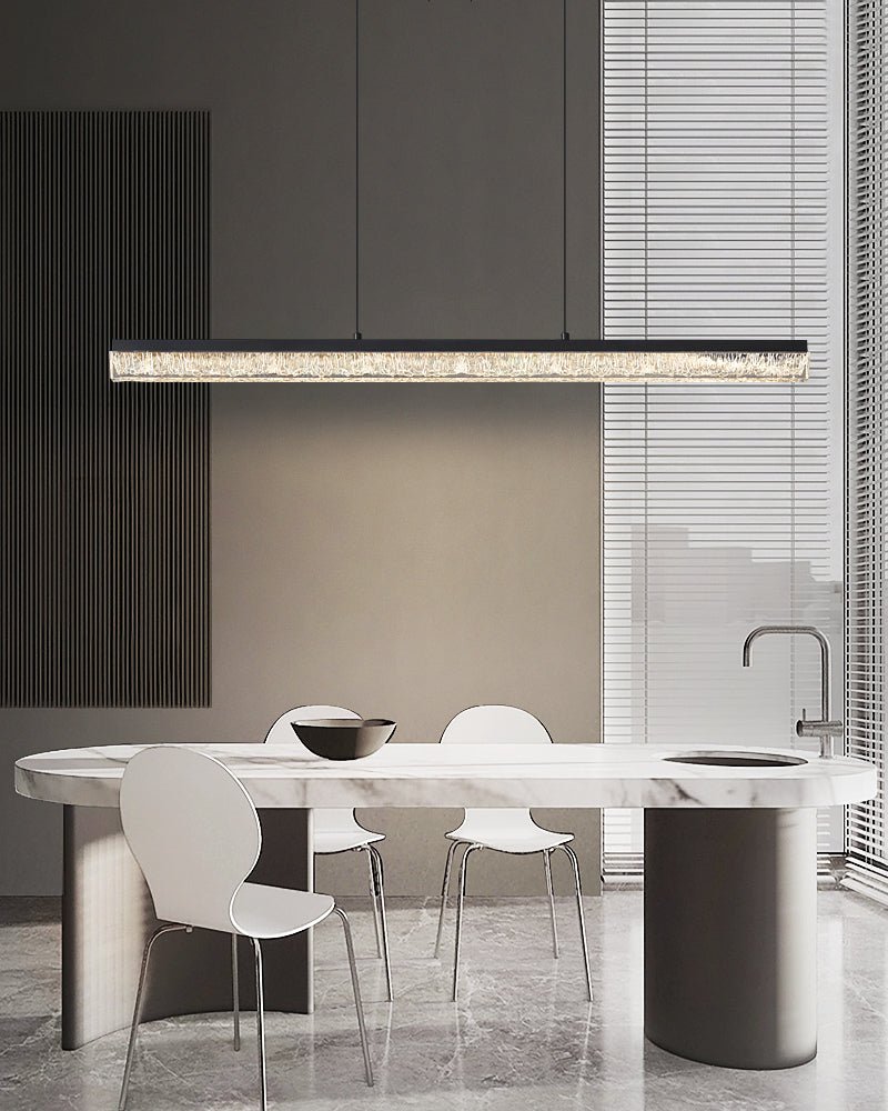 Luz pendente Veluielle preta em acrílico linear