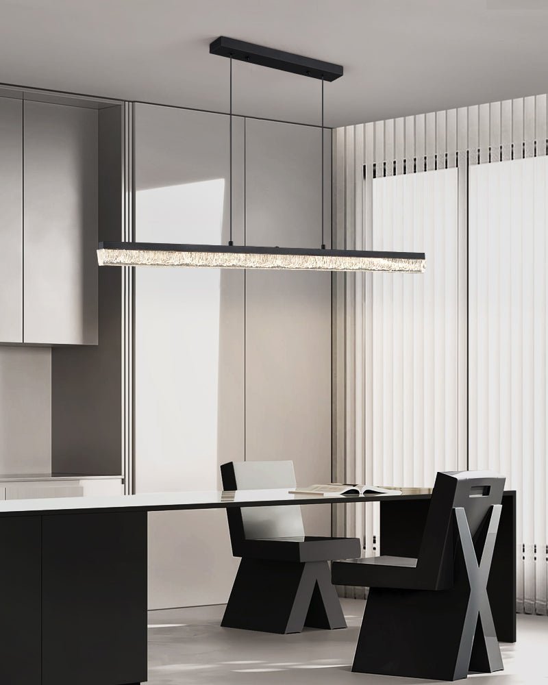 Luz pendente Veluielle preta em acrílico linear