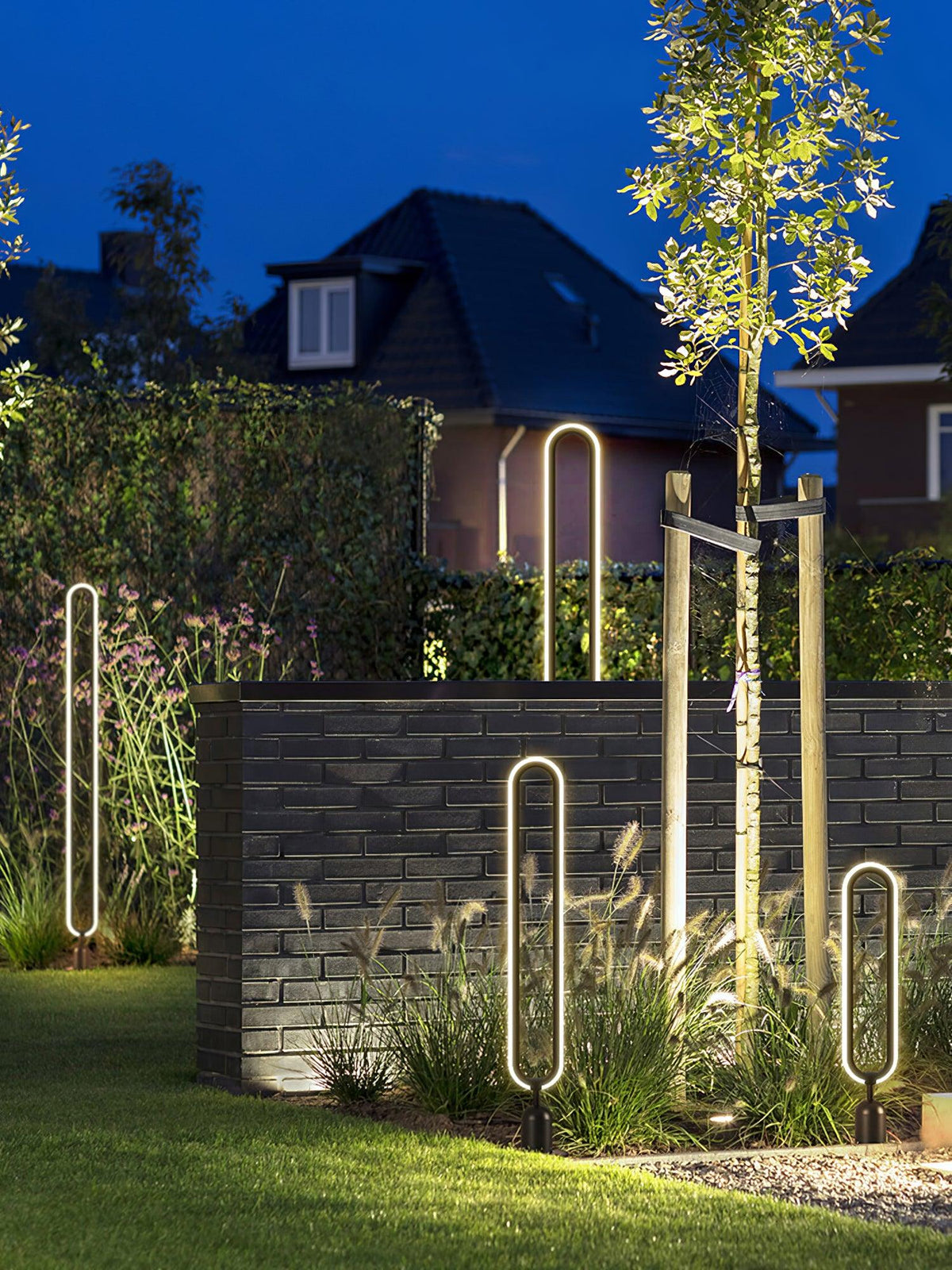 Candeeiro de exterior preto Ovalor para jardim