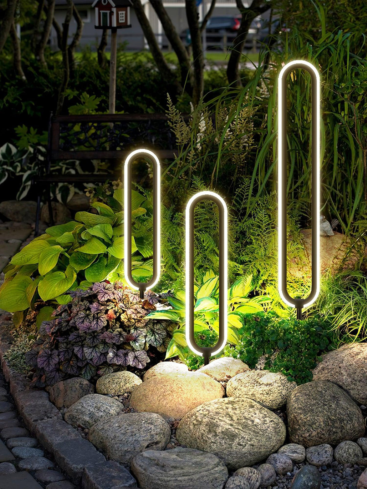 Candeeiro de exterior preto Ovalor para jardim